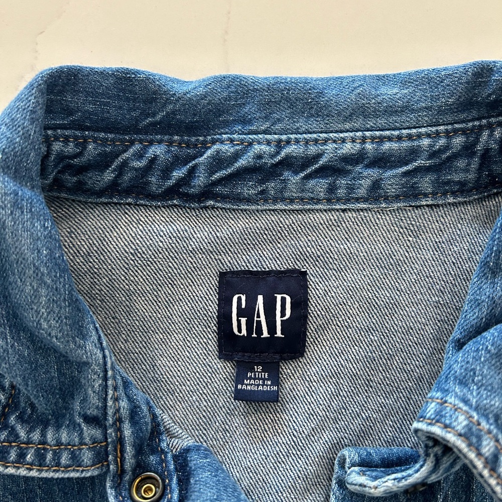 GAP Blue Denim Mini Dress Jacket - Picture 3 of 11